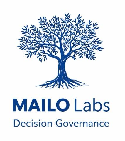 MAILO Labs — Decision Governance. Ein blauer Baum mit verzweigten Wurzeln und Blättern.